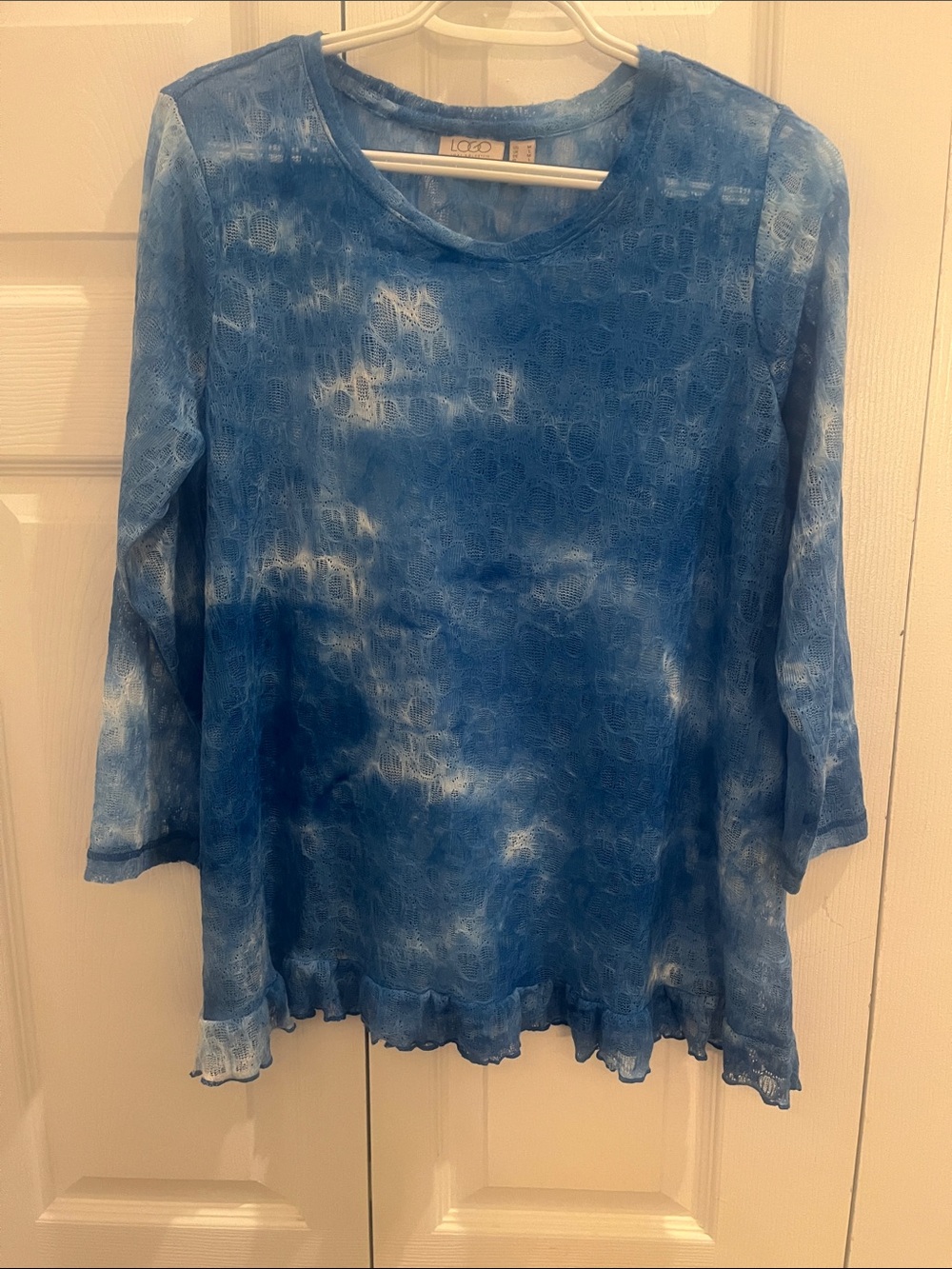 LOGO by Lori Goldstein Blue Tie-Dye Long Sleeve Tunic